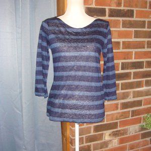 Holt Renfrew Linen Striped Boat Neck T-Shirt M